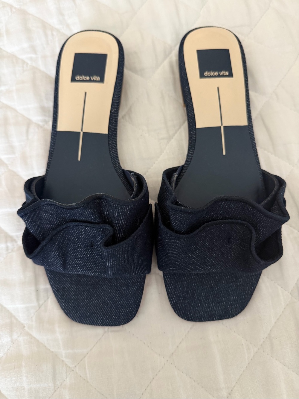 Dolce Vita Navy Ruffle Slip-On Mules